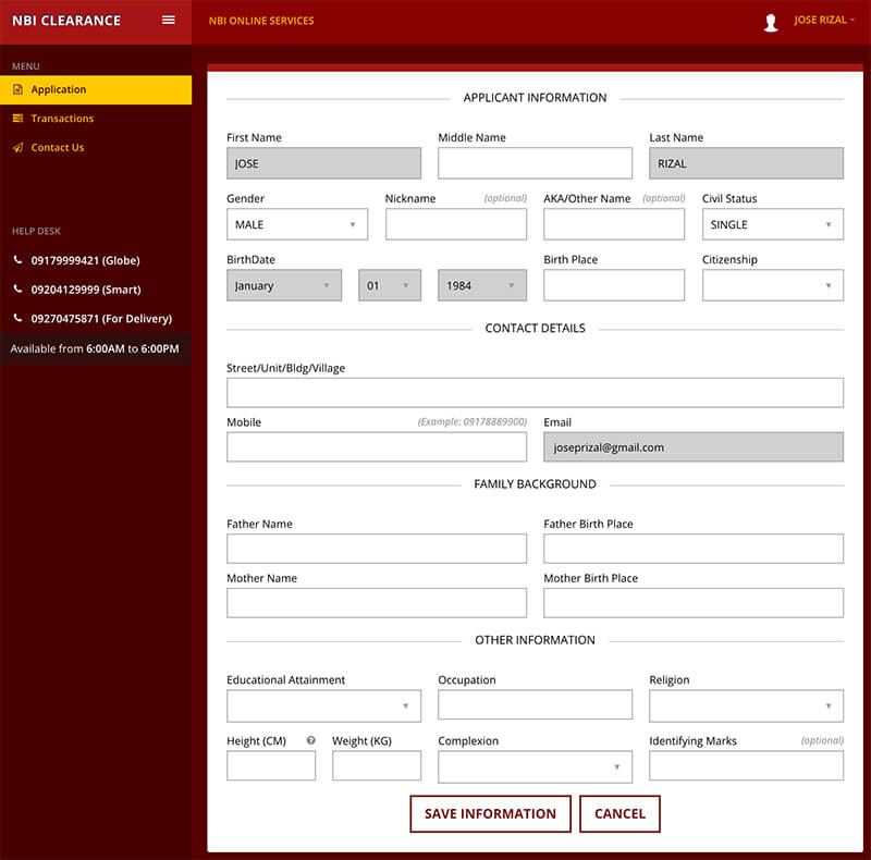 How To Apply Nbi Clearance Online Nbi Clearance Applicants Information