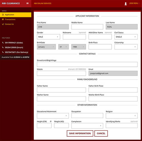 NBI Clearance Online Application - FILL UP THE NBI CLEARANCE APPLICATION FORM