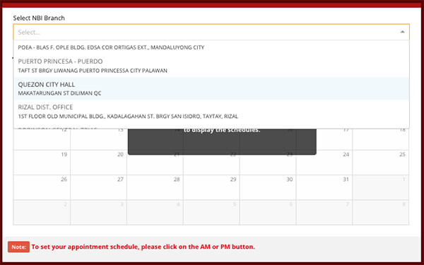 Select NBI Clearance Branch