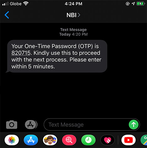 NBI Renewal Clearance One Time Password OTP