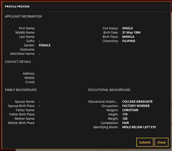 NBI Clearance Profile Preview