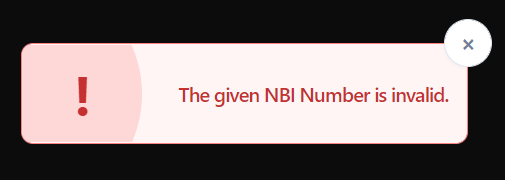The given NBI Number is invalid NBI Renewal